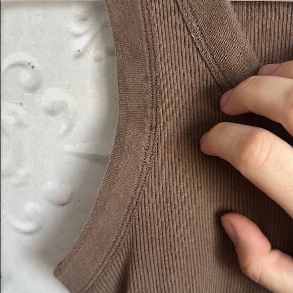 John Galt Brown Ribbed cropped Tank Top - Picture 5 of 5
